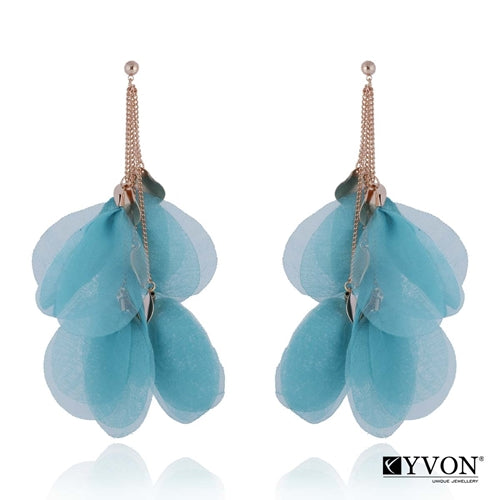 Multi Chain Aqua Silk Earrings