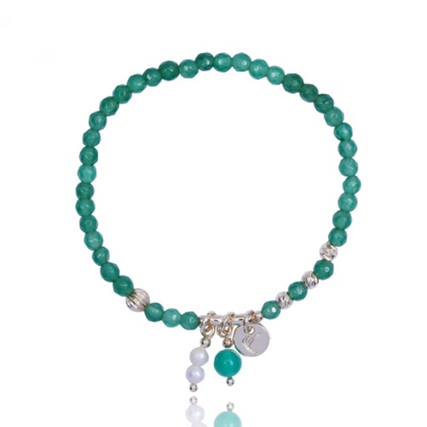 Green Aventurine Bracelet with Pearls and Stone Pendant