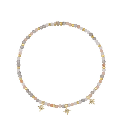Natural Stones Adjustable Bracelet with Stars