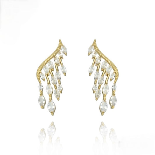 Glamour Crystals Chandelier Rhinestones Evening Earrings in Gold