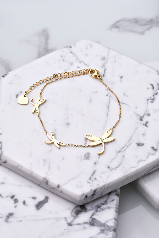 14k Gold Plated Dragonfly Bracelet