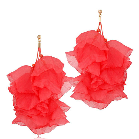 Coral Mid Size Silk Earrings