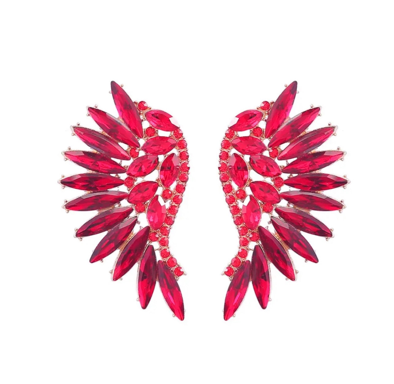 Glamour Statement Red Wing Crystal Earrings