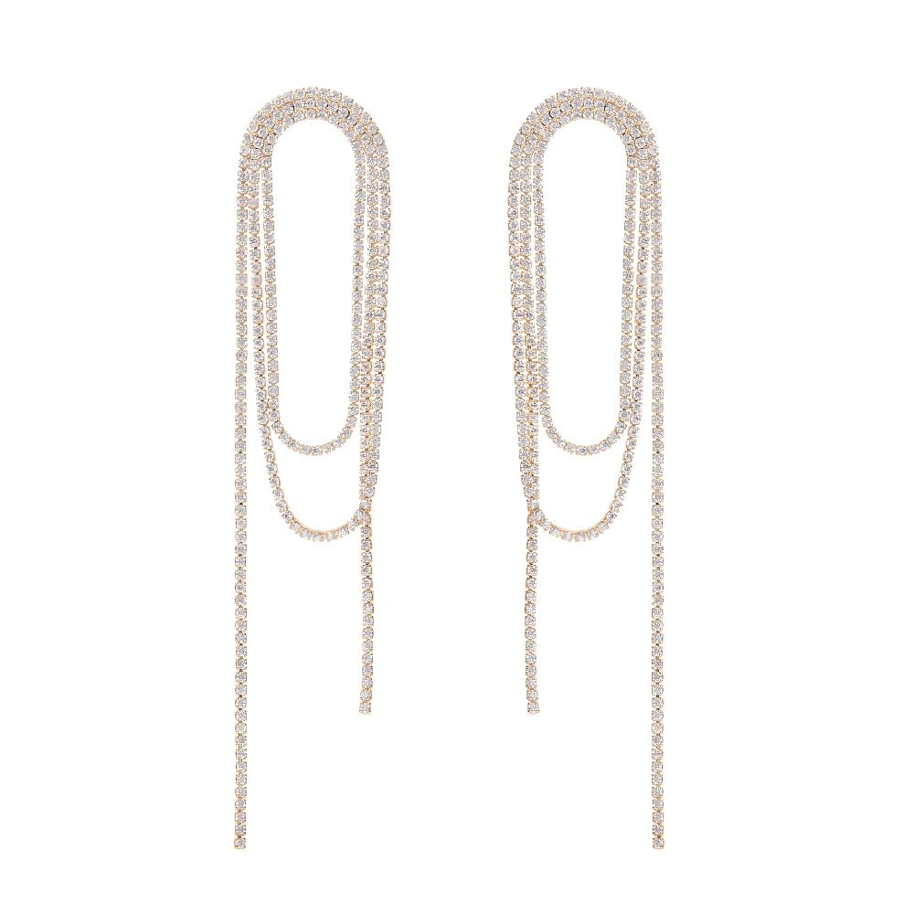 18k Gold Plated Glamour Zircon Tassel Earrings