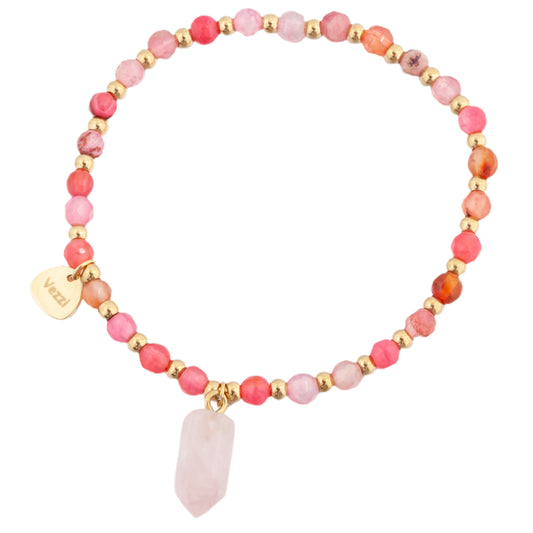 Gold Plated Pink Quartz Bracelet