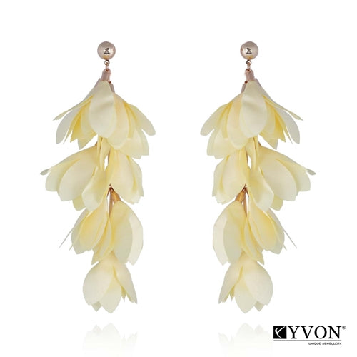 Yellow Tassel Satin Earrings
